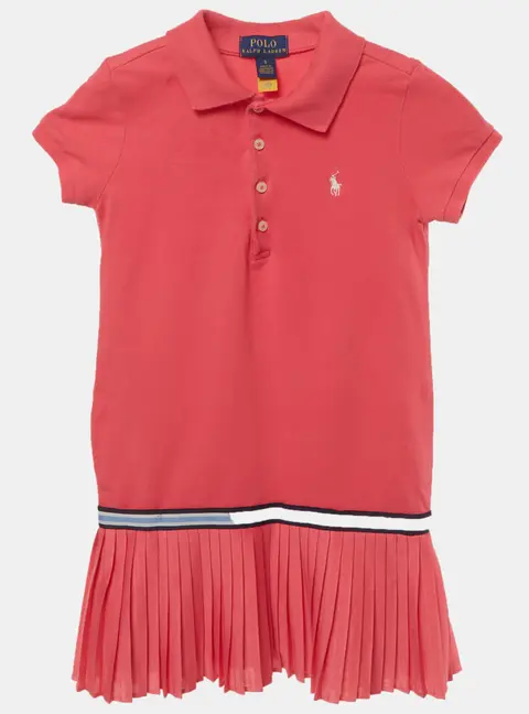 Polo Ralph Lauren Kids Pink Cotton Pleated Polo Dress 5Yrs