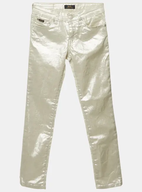 Polo Ralph Lauren Kids Sliver Metallic The Tompkins Skinny Jeans 8-10 Yrs