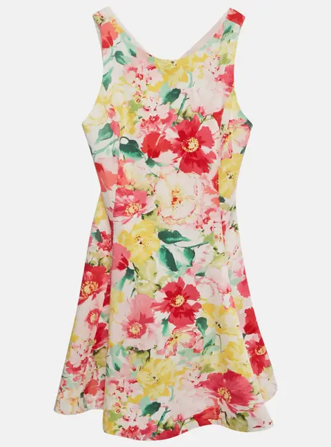 Polo Ralph Lauren Girls Multicolor Floral Print Cotton Flared Dress 14Yrs