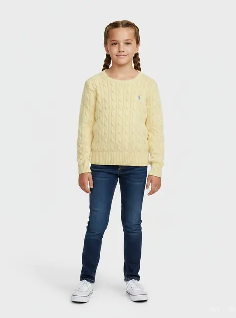 Polo Ralph Lauren Yellow Cable Knit Long Sleeve Sweater 6 Yrs