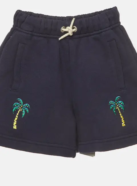 Palm Angels Kids Navy Blue Palm Tree Embroidered Knit Shorts 4 Yrs