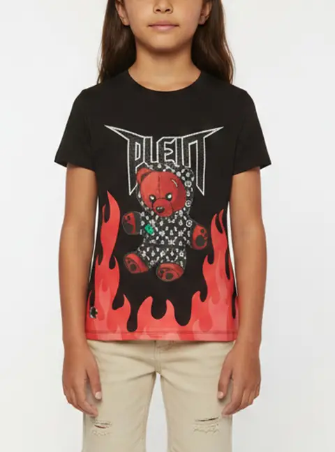 Philipp Plein Junior Black Printed Jersey Short Sleeve Top 12Yrs