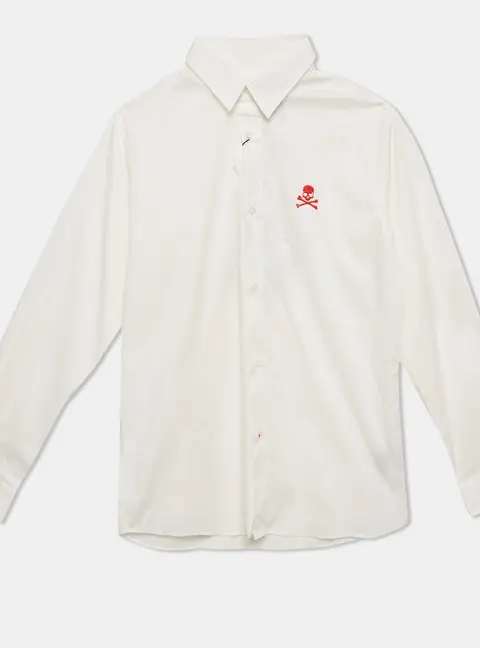 Philipp Plein Junior White Cotton Long Sleeve Shirt 10 Yrs