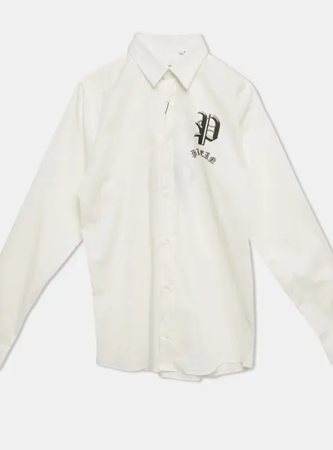 Philipp Plein Junior White Cotton Long Sleeve Shirt 12 Yrs