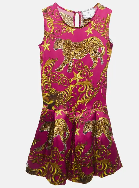 Phillip Plein Junior Pink Printed Silk Sleeveless Dress 12 Yrs