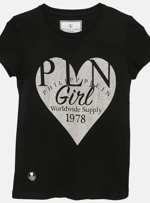 Philipp Plein Junior Black Crystal Jersey T-Shirt 8-9 Yrs