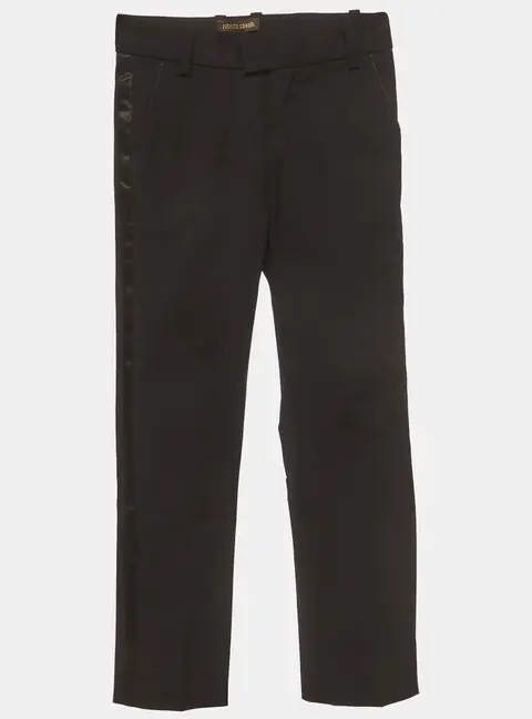 Roberto Cavalli Kids Black Wool Blend Satin Trim Trousers 6 Yrs