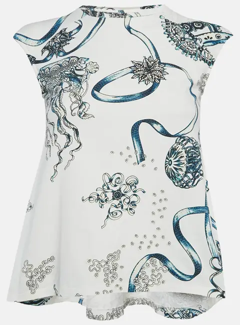 Roberto Cavalli White Jelly Fish Print Jersey T-Shirt 10Yrs