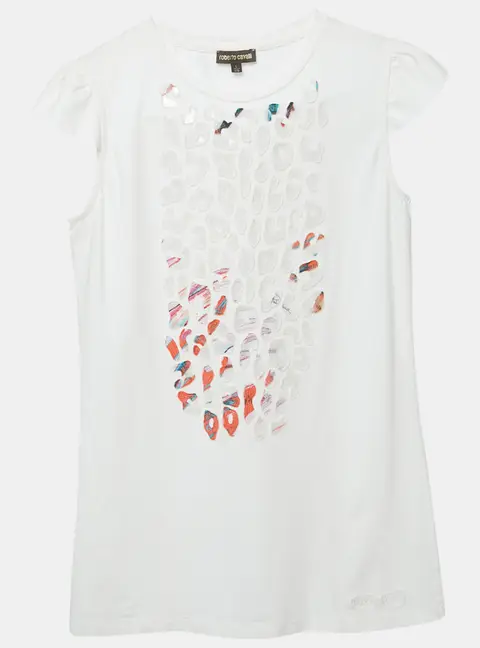 Roberto Cavalli Kids White Sequin Jersey Set L (12/14Yrs)