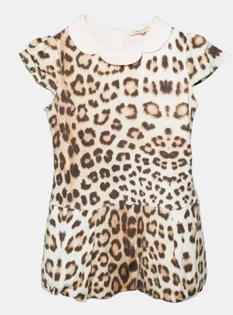 Roberto Cavalli Brown Leopard Jersey Dress 24M