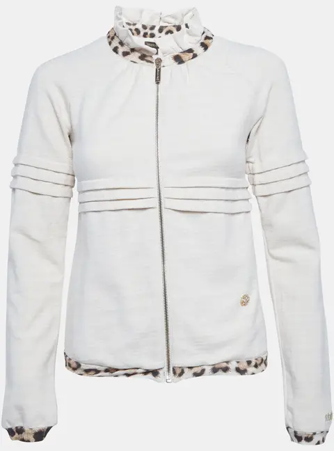 Roberto Cavalli Kids Beige Cotton Zip-Up Jacket 10Yrs