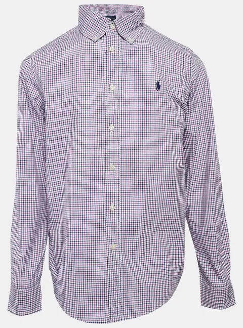 Ralph Lauren Kids Purple Checks Cotton Long Sleeve Shirt 14/16 Yrs