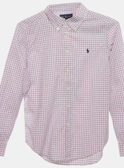 Ralph Lauren Kids Pink/Blue Check Cotton Long Sleeve Shirt 14-16 Yrs