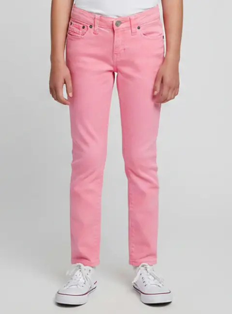 Ralph Lauren Neon Pink Denim Skinny Bowery Jeans 12Yrs / Waist 25"