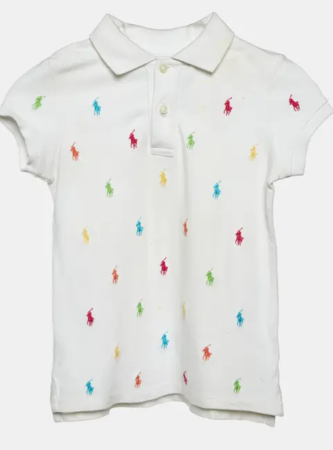 Ralph Lauren Kids White Logo Embroidered Cotton T-Shirt 6 Yrs