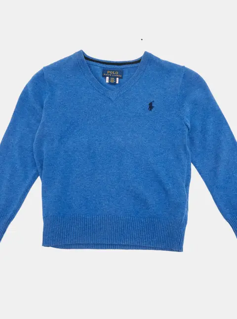 Ralph Lauren Kids Blue Wool V-Neck Sweater 4Yrs