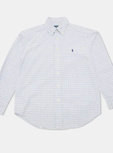 Ralph Lauren Kids White/Blue Plaid Cotton Long Sleeves Shirt 10Yrs