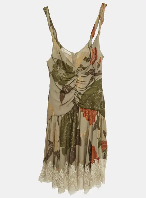 Valentino Kids Green Floral Print Silk Blend Dress 8Yrs