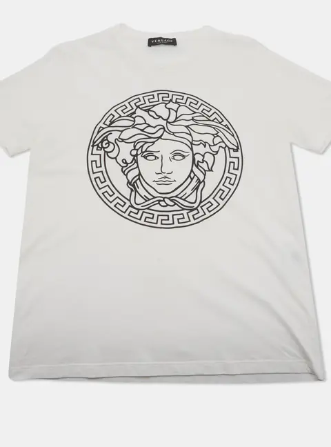 Versace Kids White Medusa Print Cotton Crew Neck T-Shirt Size 14 Yrs