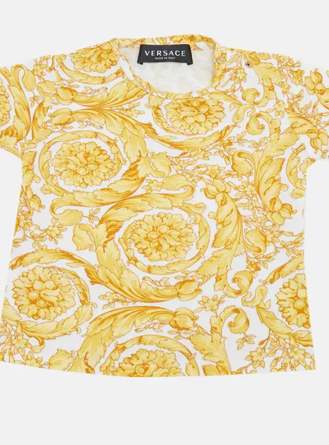 Versace kKds White/Yellow Barocco Print Jersey Top 12-18M