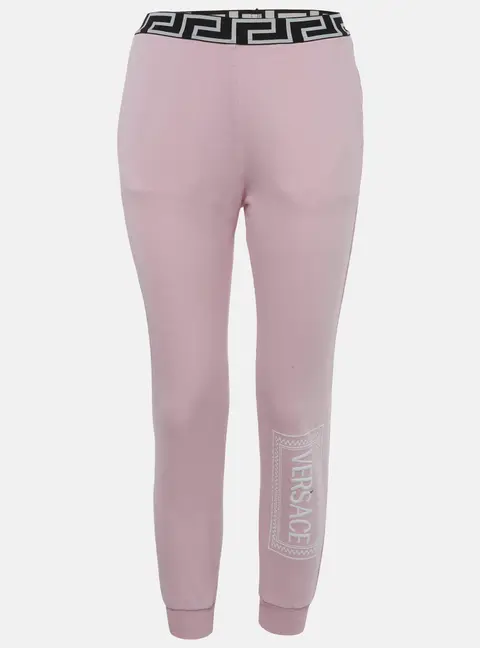 Versace Kids Pink Logo Embroidered Cotton Sweatpants 12Yrs