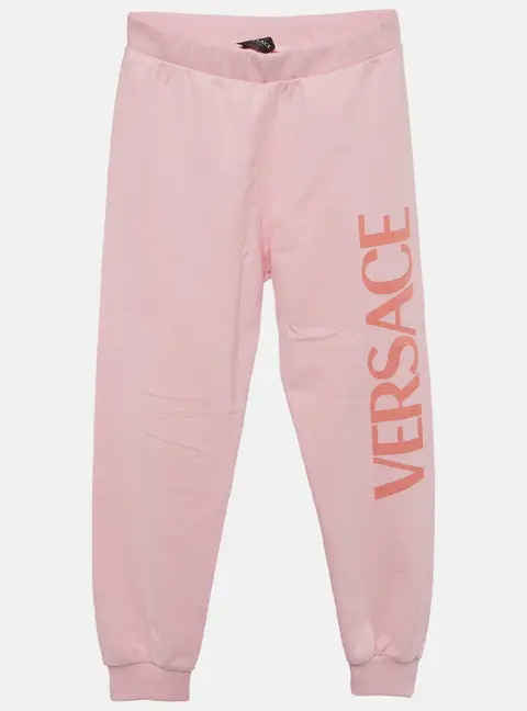 Versace Kids Pink Printed Cotton Joggers 10Yrs