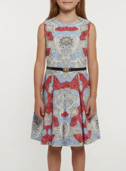 Young Versace Multicolor Printed Cotton Sleeveless Dress 4-5 Yrs