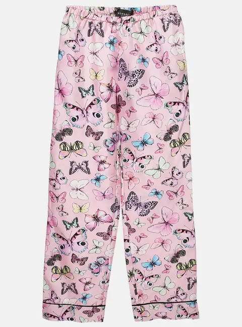 Versace Pink Butterfly Print Silk Trousers 12 Yrs