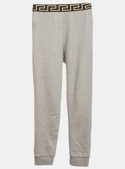 Versace Kids Grey Logo Waist Tape Detail Sweatpants 10 Yrs