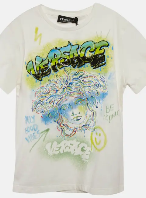 Versace Kids White Medusa Print Jersey T-Shirt 8 Yrs