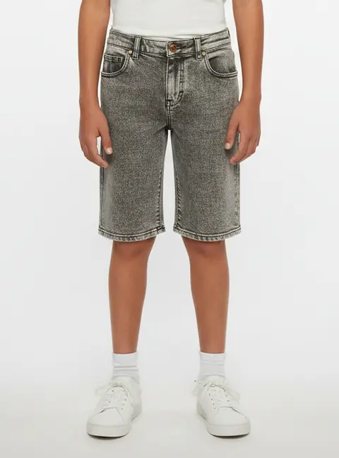 Versace Kids Grey Acid Wash Denim Bermuda Shorts 12 Yrs