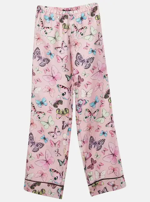 Versace Pink Butterfly Print Silk Trousers 10 Yrs