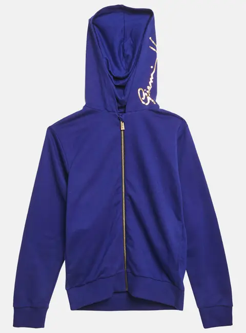 Versace Kids Blue Medusa Print Cotton Knit Zip-Up Jacket 10 Yrs