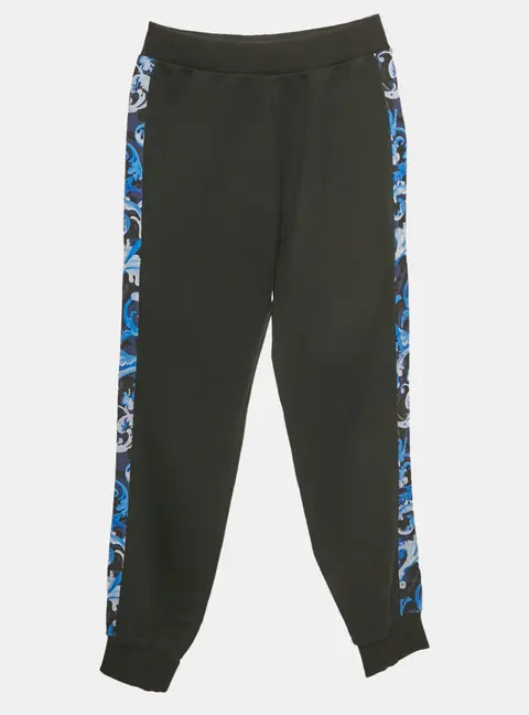 Versace Kids Black Side Print Cotton Jogger Pants 10Yrs
