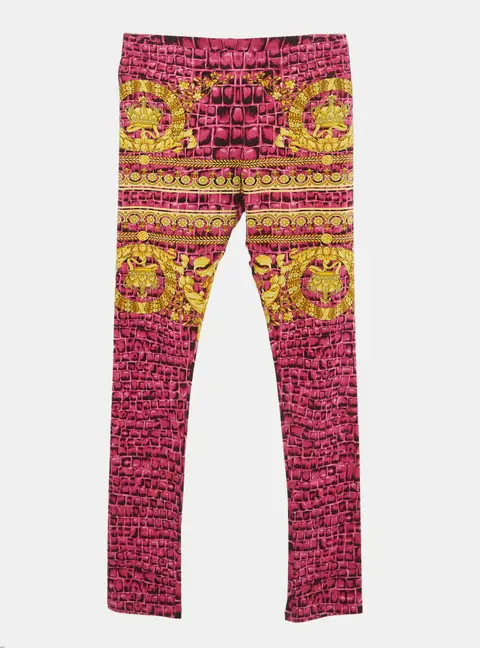 Versace Kids Pink Barocco Print Jersey Leggings 12 Yrs