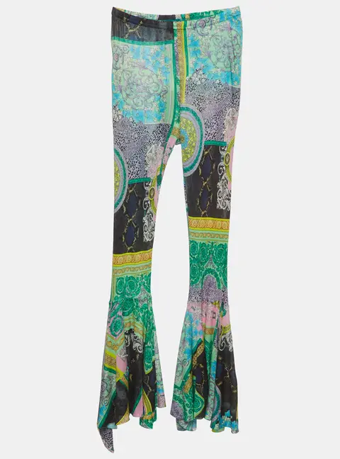 Versace Kids Multicolor Barocco Patchwork Print Jersey Flared Pants 10 Yrs