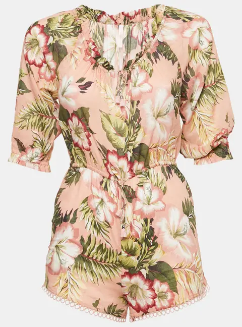 Zimmermann Kids Pink Floral Print Cotton Jumpsuit 6 Yrs