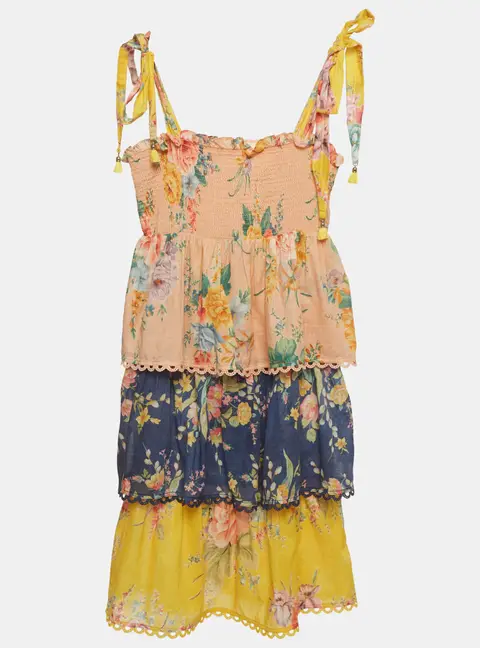 Zimmermann Kids Multicolor Floral Print Tiered Zinnia Dress 8Yrs
