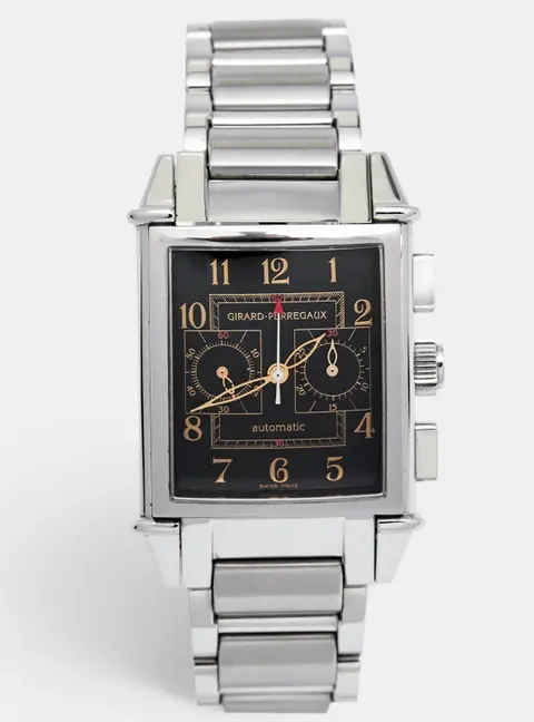 Girard Perregaux Black Stainless Steel Vintage 1945 Ref. 2599 Chronograph Men's Wristwatch 32 mm
