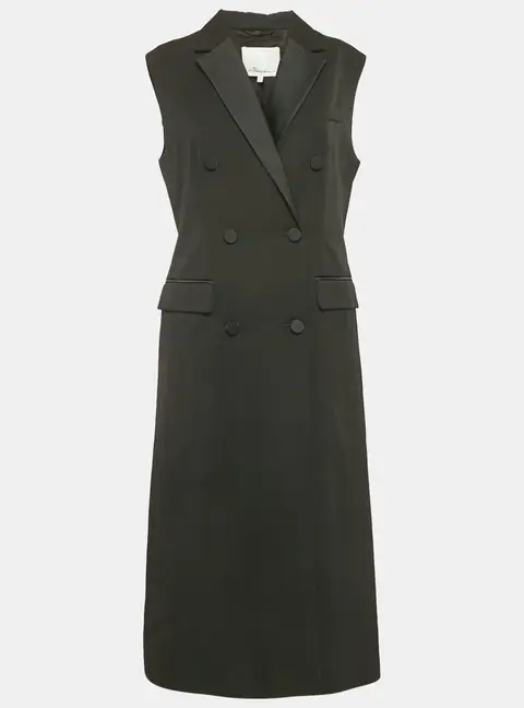 3.1 Phillip Lim Black Wool Sleeveless Double Breasted Coat S