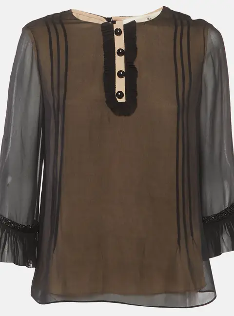 3.1 Phillip Lim Black Chiffon Embellished Sleeve Top S