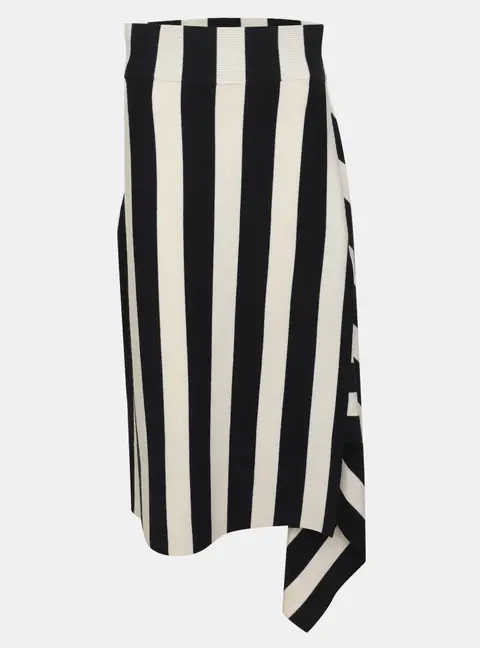 Monse Dark Navy/Cream Stripe Rib Knit Midi Skirt M