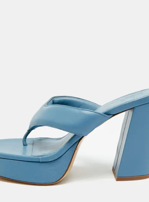 Giaborghini Size 39 Blue Leather Platform Thong Sandals