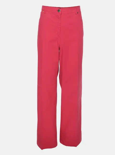 Elena Miro Pink Stretch Cotton Wide Leg Trousers XXXL