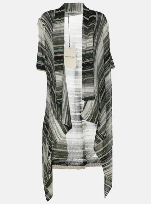 Marina Rinaldi Multicolor Stripe Stretch Lurex Knit Cardigan L