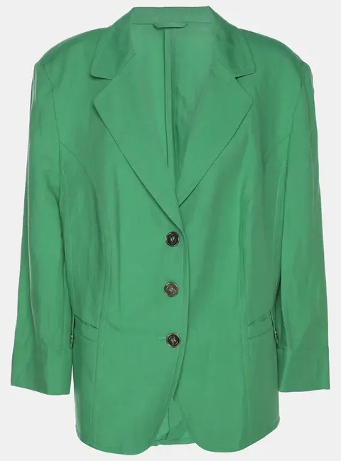 Basler Green Linen Blend Single Breasted Blazer XL