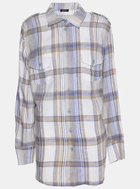 Basler Multicolor Check Linen Long Sleeve Shirt XL