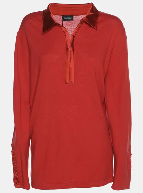 Basler Red Stretch Knit Long Sleeve Sweater XL
