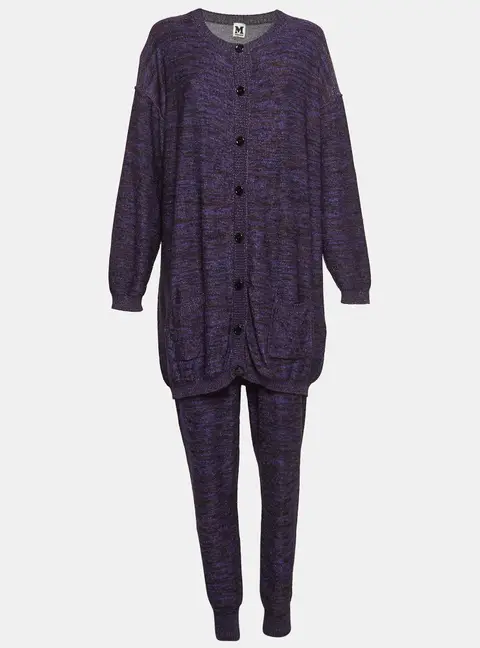 M Missoni Purple Patterned Lurex Knit Cardigan & Playsuit Set L