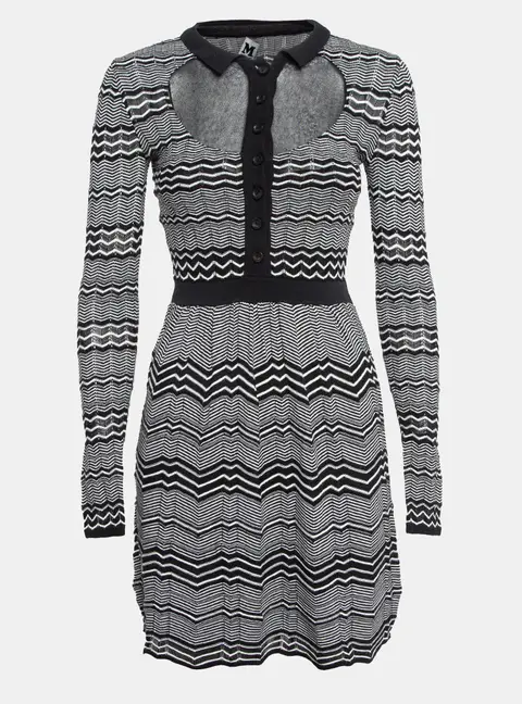M Missoni Black/White Patterned Knit Mini Dress S